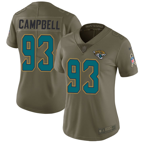 Nike Jaguars #93 Calais Campbell Olive Women's Stitched NFL Limited Salute to Service Jersey